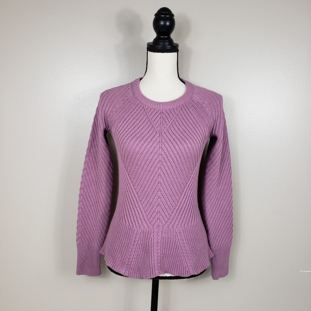 1. STATE Mauve Lilac Purple Cable Knit Sweater